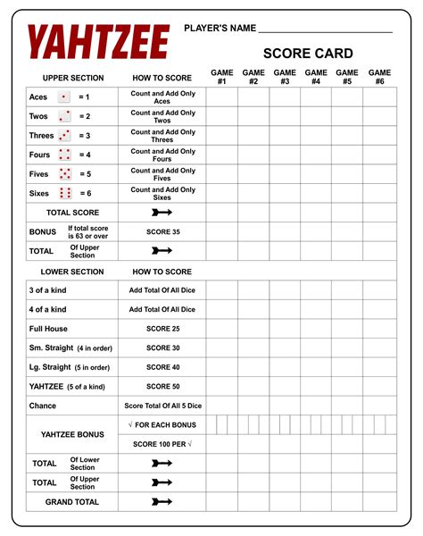 Triple Yahtzee Printable Score Sheet